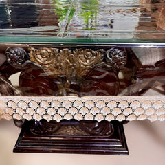 Aqua Table Cover with Cream Textile Lace