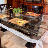 Aqua Table Cover with White PVC lace