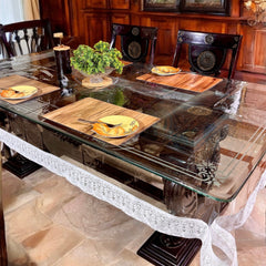 Aqua Table Cover with White PVC lace