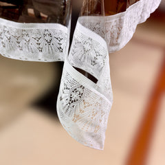 Aqua Table Cover with White PVC lace