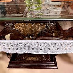 Aqua Table Cover with White PVC lace