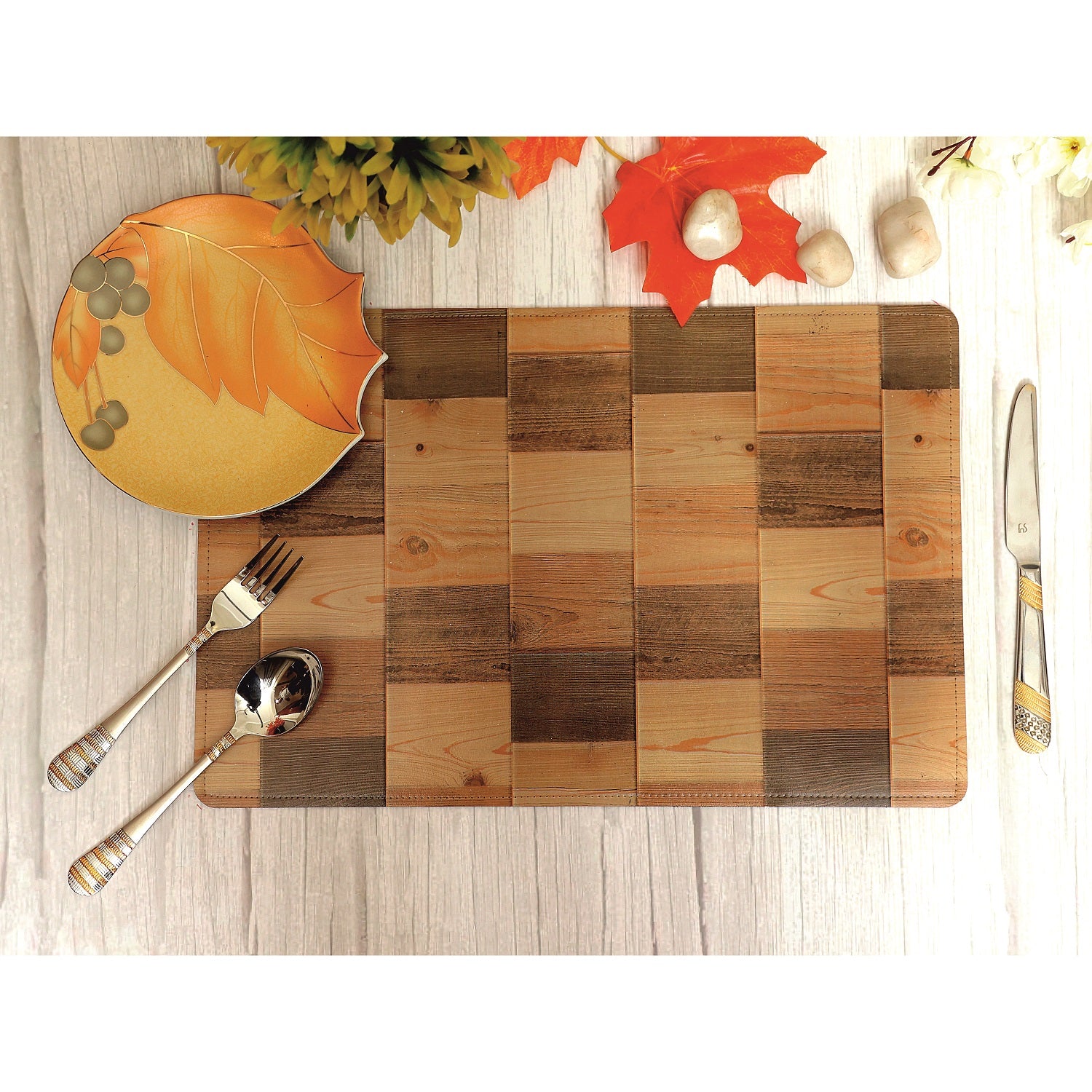 geometric  anti slip table mat with plate