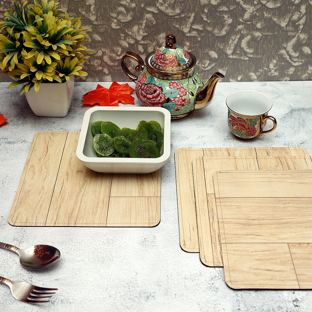 beige trivet square table small mat