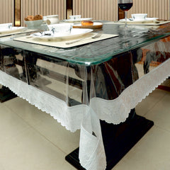 Aqua Table Cover with White PVC lace